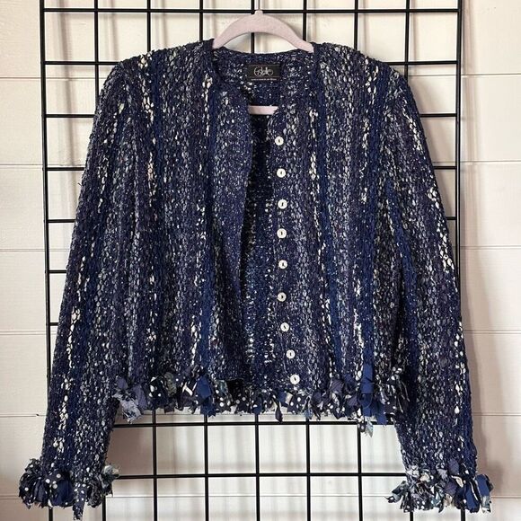 Vintage Estelle Gracer Fiber Artist Art-to-Wear Handwoven Cardigan Jacket Knit - Picture 1 of 13
